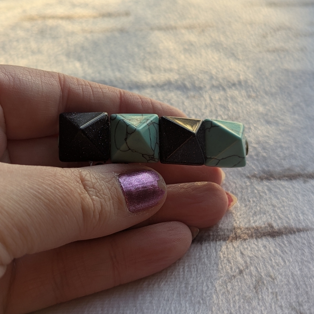 Blue sandstone+Turquoise Hair Clip